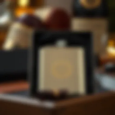 Gift presentation of an engraved flask with stylish wrapping