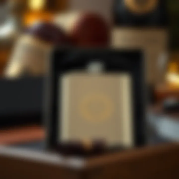 Gift presentation of an engraved flask with stylish wrapping