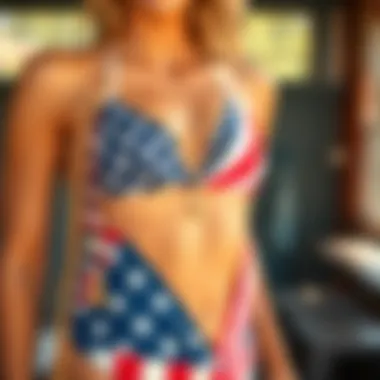 Accessories Complementing American Flag Tankini Fashionable accessories paired with an American flag tankini