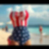 Vibrant American flag tankini displayed on a beach