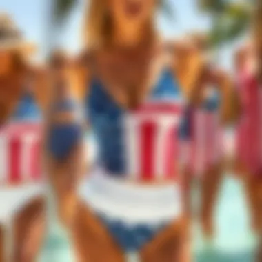 Variety of American Flag Tankini Styles Different styles of American flag tankinis showcased