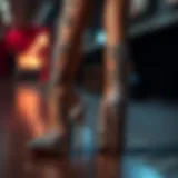 Elegant extra wide high heels showcasing intricate design