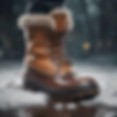 Close-up of durable materials used in winter boots