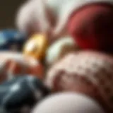 Close-up of various fabric nipple covers showcasing different textures and patterns.