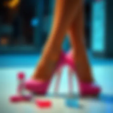 Maintenance Essentials for Pink Thigh-High Heels Care products and maintenance tools for pink thigh-high heels.