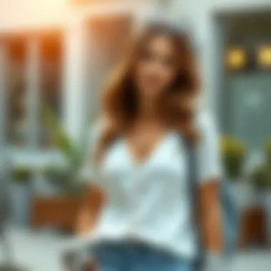 Casual white top styled with denim