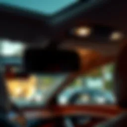 Elegant sun visor vanity mirror in a luxurious car interior