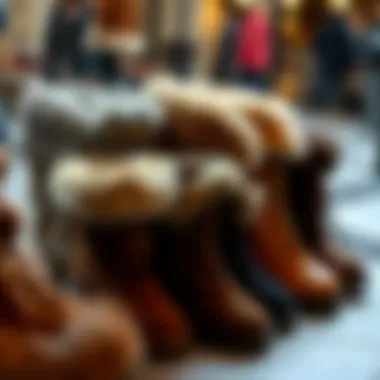 A Variety of Furry Boot Styles Diverse styles of furry boots displayed together