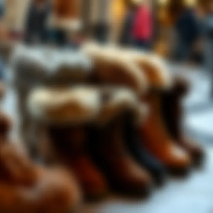 A Variety of Furry Boot Styles Diverse styles of furry boots displayed together