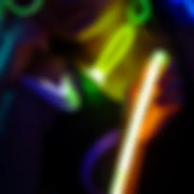 Close-up of glow accessories enhancing party attire.