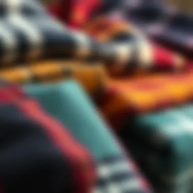 Textural Variety in Graphic Flannel Fabrics Different fabric swatches of graphic flannel showing various textures