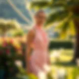 Elegance of High Neck Tank Dress Elegant high neck tank dress in a serene outdoor setting