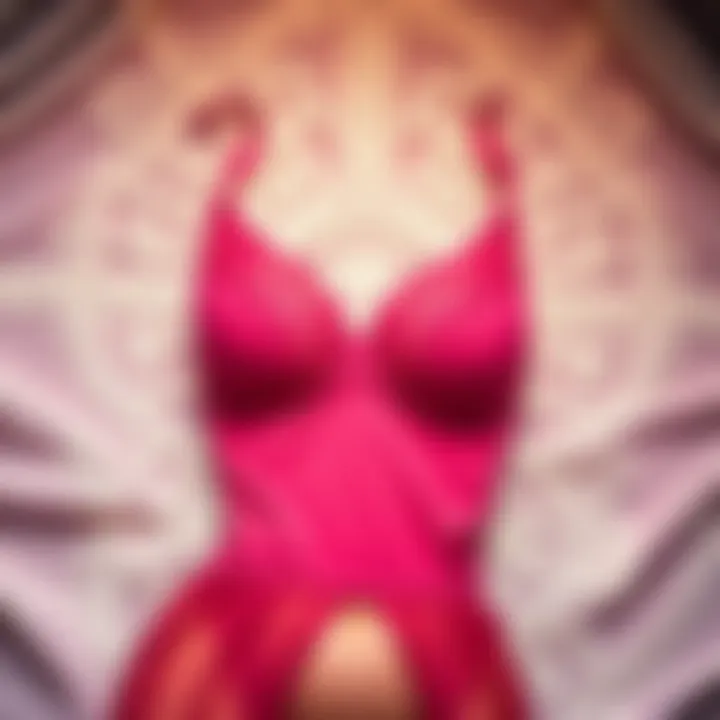 Elegant Hot Pink Babydoll Lingerie Elegant hot pink babydoll lingerie on a delicate lace background