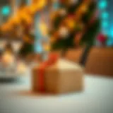 Aesthetic Presentation of Kraft Paper Favor Boxes Elegant kraft paper favor box displayed at a festive event.