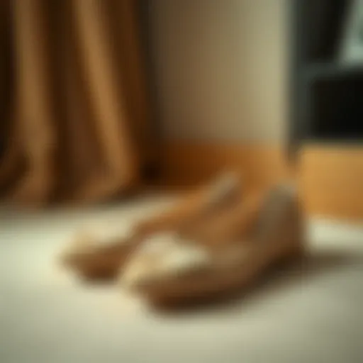 Elegant beige flats showcasing intricate design