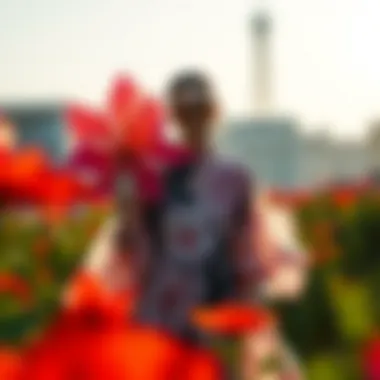 Creative application of large flower stencils in modern fashion