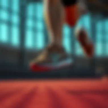 Athletic Performance with Leopard Sneakers Athlete wearing leopard running sneakers during a dynamic run.