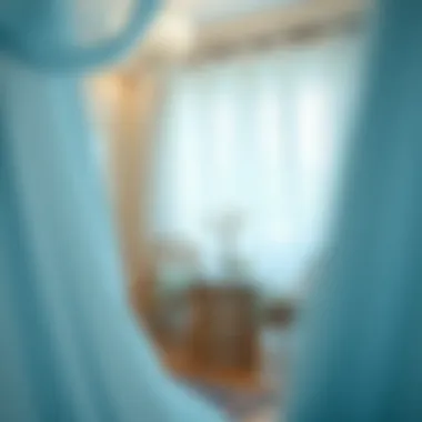 Luxurious light blue cheesecloth in home decor setting