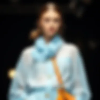 Stylish garment made from light blue cheesecloth