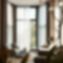Elegant light filtering window panel showcasing grommet design in a modern living room.