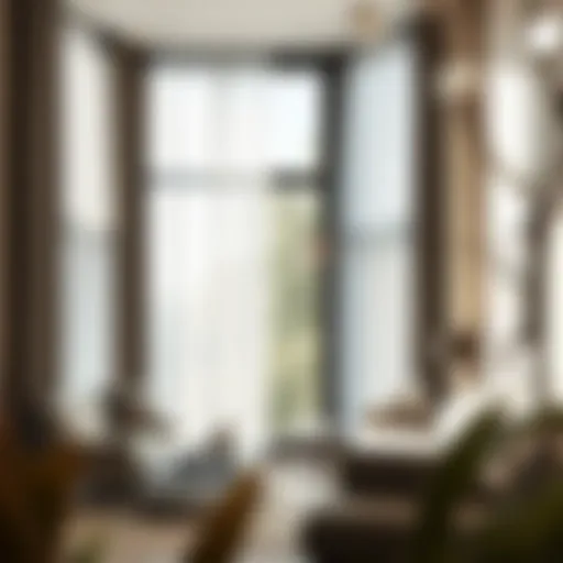 Elegant light filtering window panel showcasing grommet design in a modern living room.