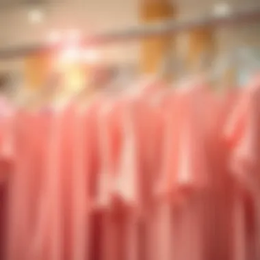Variety of Light Pink Tops Variety of light pink tops displayed on hangers