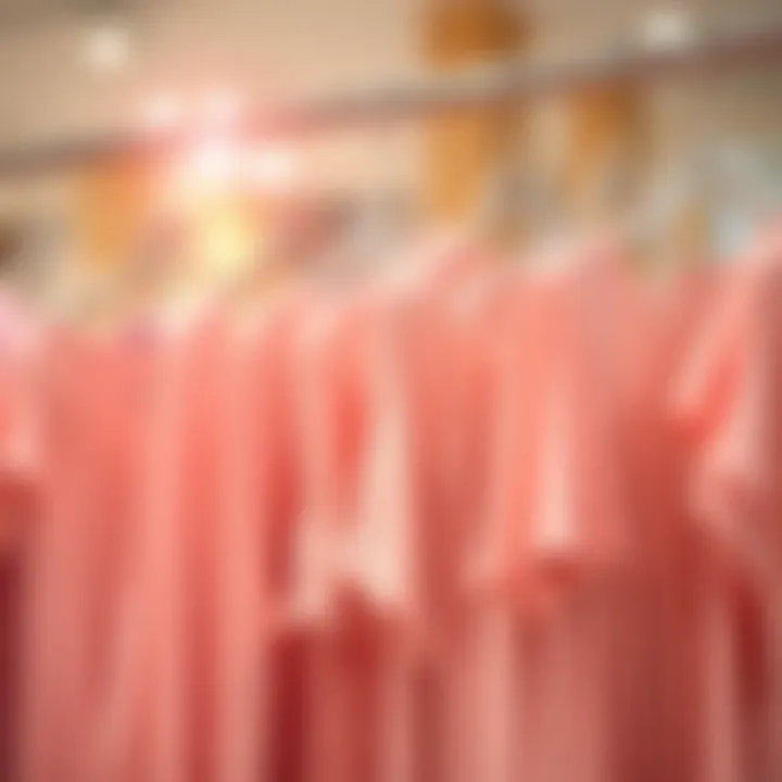 Variety of Light Pink Tops Variety of light pink tops displayed on hangers