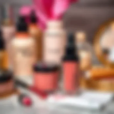 A serene setting with liquid blush placed alongside beauty tools