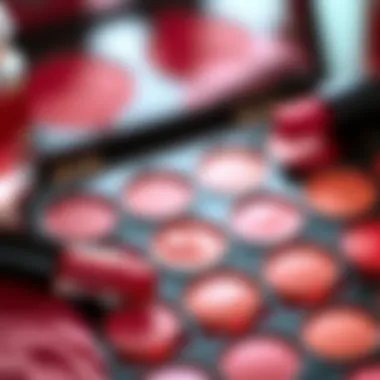 A vibrant palette of liquid blush shades arranged elegantly