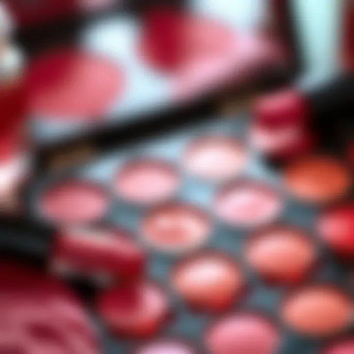 A vibrant palette of liquid blush shades arranged elegantly