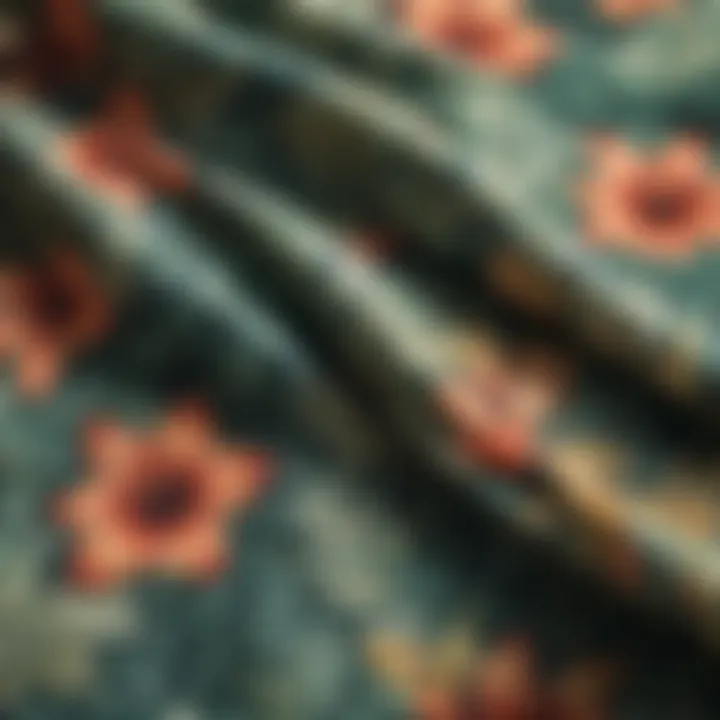 Close-up of tropical fabric patterns and textures