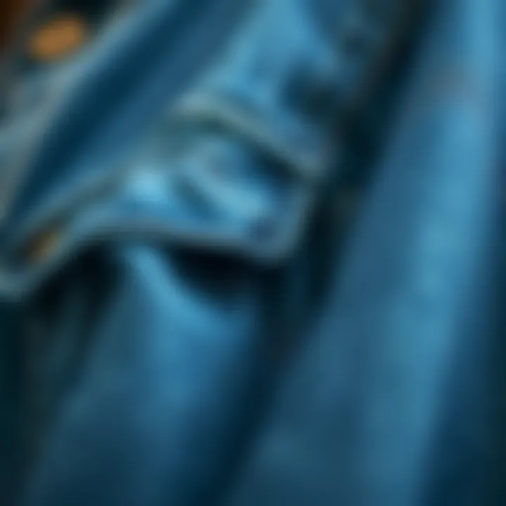 Close-up of denim fabric showcasing texture and quality