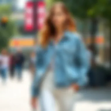 Stylish long jeans jacket with a modern silhouette