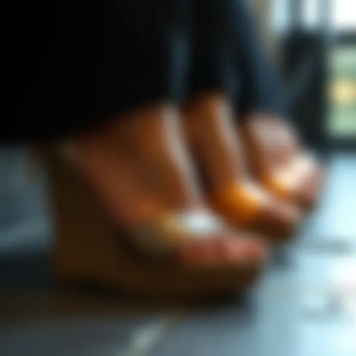 Materials in Low Heel Wedges Close-up of materials used in low heel wedges