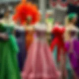 A stunning array of vibrant Mardi Gras dresses showcasing various styles and colors