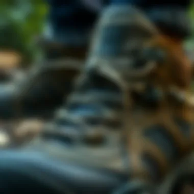 Close-up of shoe materials and construction details