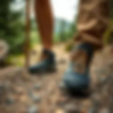 Outdoor adventure with shoes in action on a trail