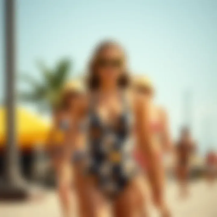 Vintage mod swimwear design showcasing bold patterns