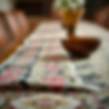 Textures of Moroccan Textile Artistry Close-up of fabric textures in Moroccan table runners