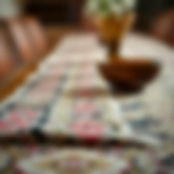 Textures of Moroccan Textile Artistry Close-up of fabric textures in Moroccan table runners