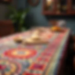 Intricate Moroccan table runner showcasing vibrant patterns