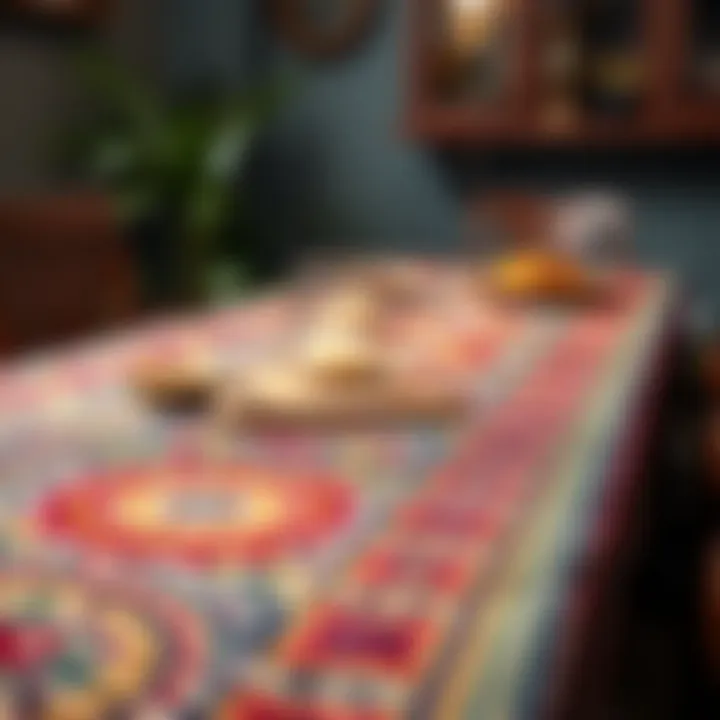 Vibrant Patterns of Moroccan Table Runners Intricate Moroccan table runner showcasing vibrant patterns
