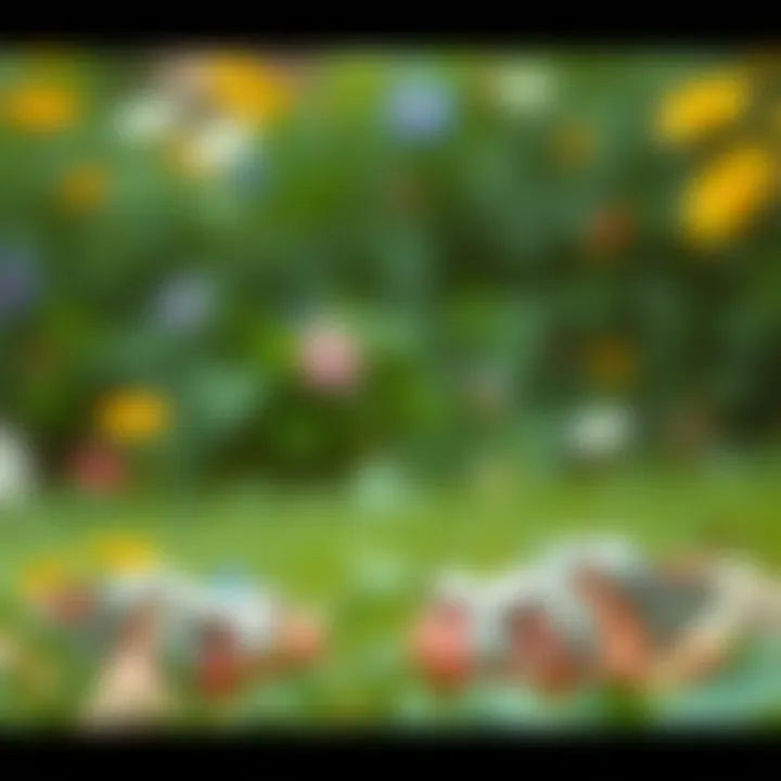 Infant feet wearing stylish barefoot sandals in a playful garden setting