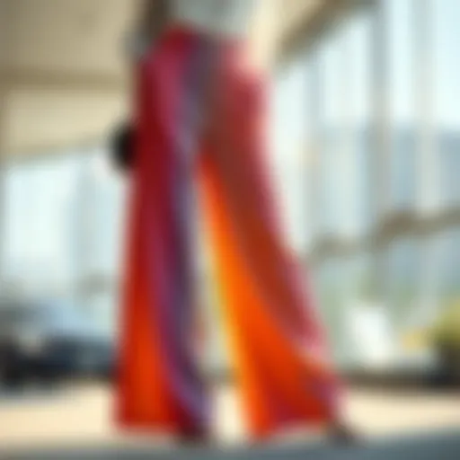 Elegant ombre wide leg pants showcasing gradient effect