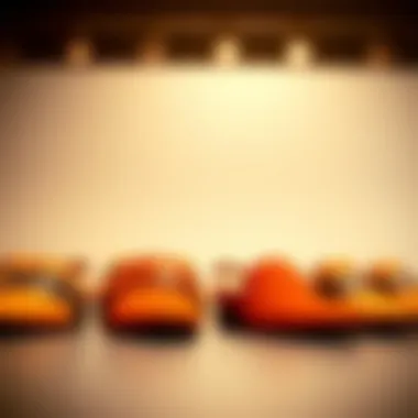 An array of orange mules showcasing different styles and materials