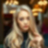 Lustrous pearl blonde hair extensions showcased elegantly