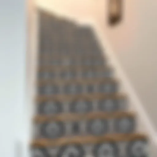 Intricate Patterns in Stair Covers Elegant peel and stick stair cover showcasing intricate patterns