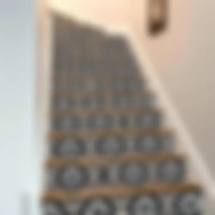 Intricate Patterns in Stair Covers Elegant peel and stick stair cover showcasing intricate patterns