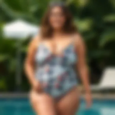 Comfortable plus-size swimsuit showcasing various fabric textures