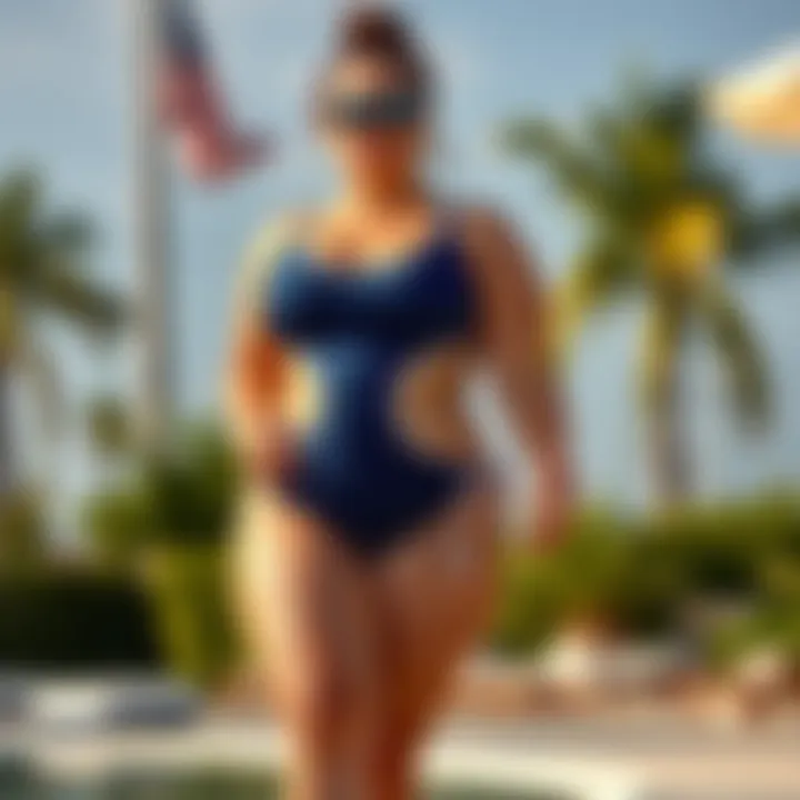Trendy plus-size swimsuit with unique cut and design